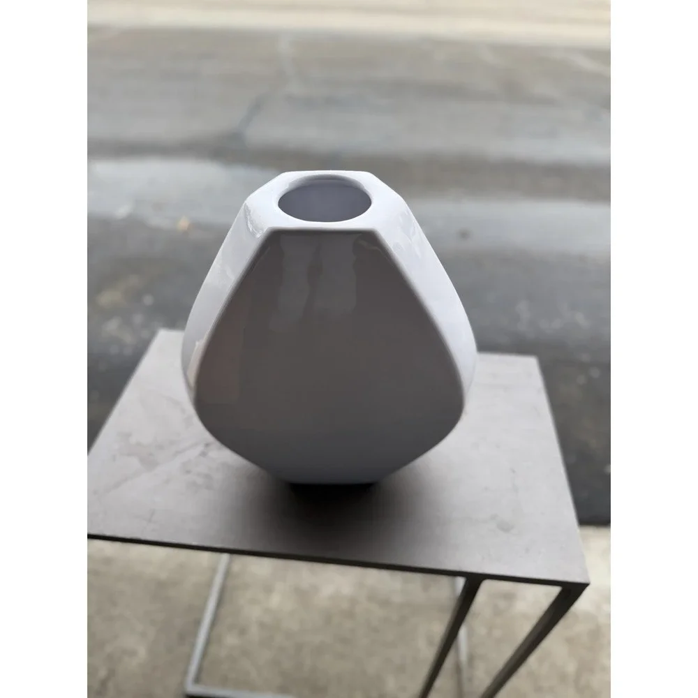 Modern White Geometric Ceramic Vase Matte Minimalist Decor 9